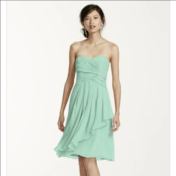 mint strapless bridesmaid dress Mint Green Strapless A-line Long Prom Dress Evening Dress With Beading –  SELINADRESS main image 0